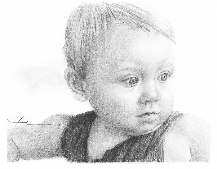 Baby girl drawing by <b>Mike Theuer</b> - flat,800x800,075,f