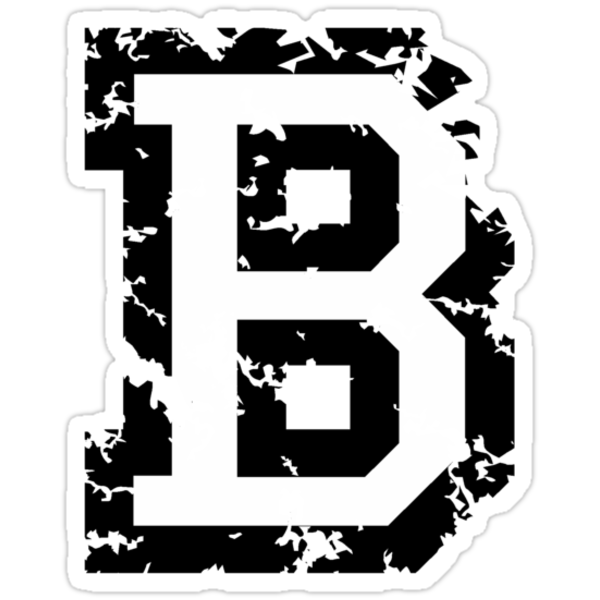 "Letter B (Distressed) Two-color Black/white Character" Stickers By ...