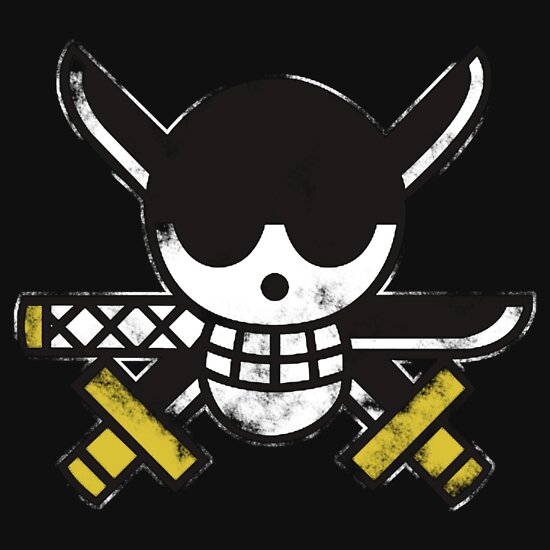 One Piece Zoro Jolly Roger White Outline T Shirts