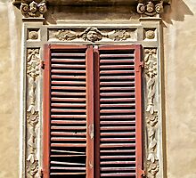 Weathered Red Wood Window Shutters of Tuscany by David Letts