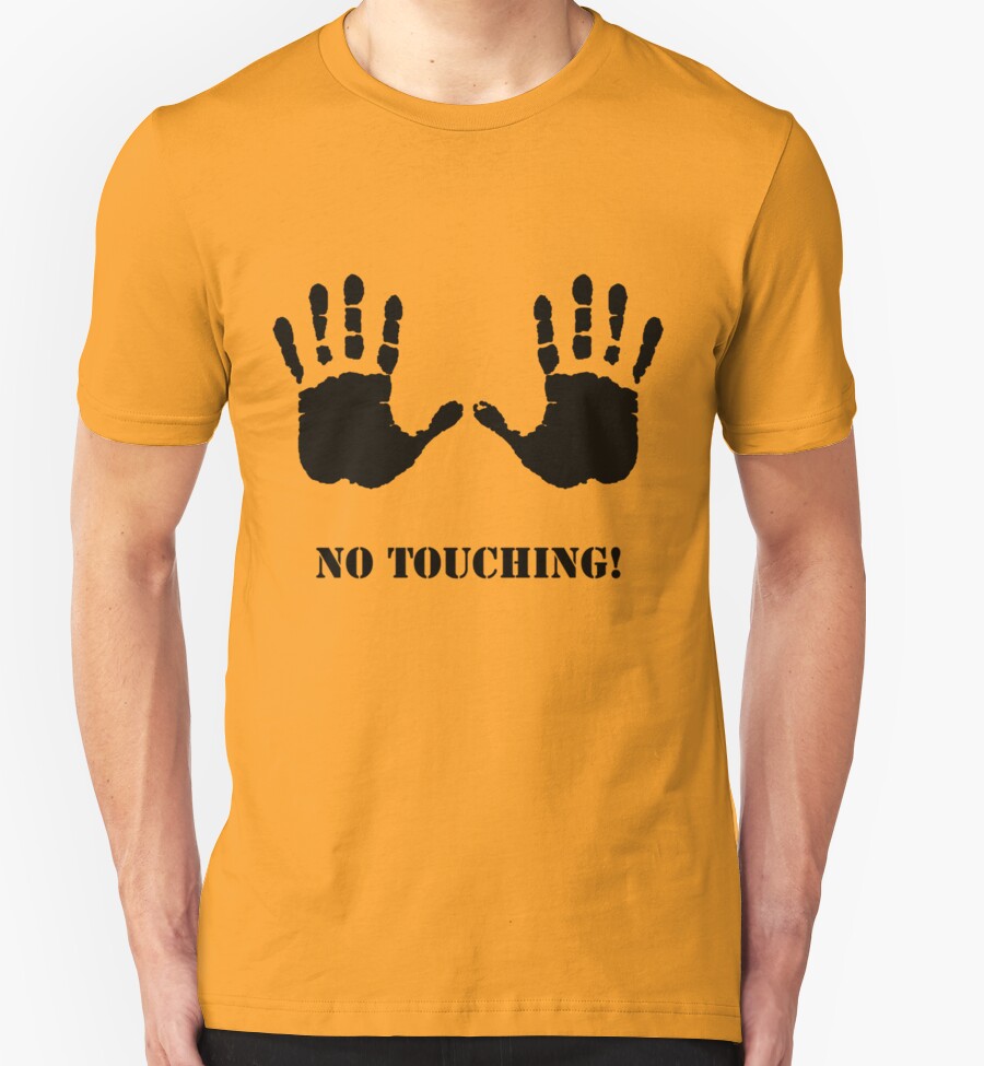 two hands touching shirt