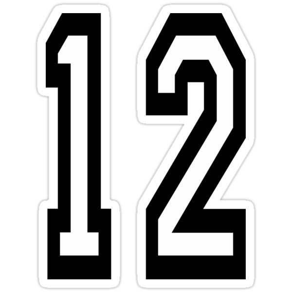 "12, TEAM SPORTS, NUMBER 12, TWELVE, TWELFTH, Competition" Stickers by