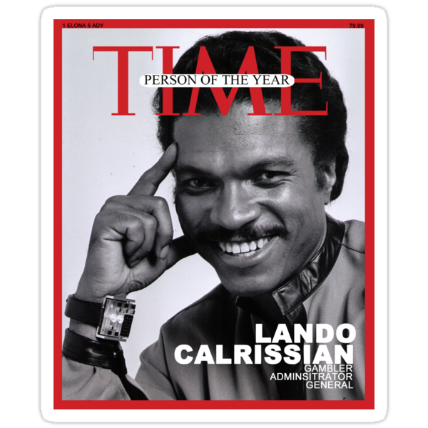 "Lando Calrissian - Time Person of the Year" Stickers by BillyTWilliams | Redbubble