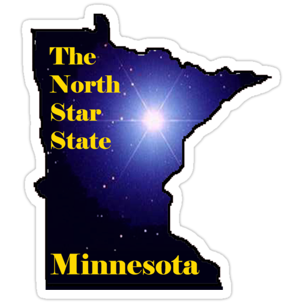 "Minnesota Map with State Nickname The North Star State" Stickers by