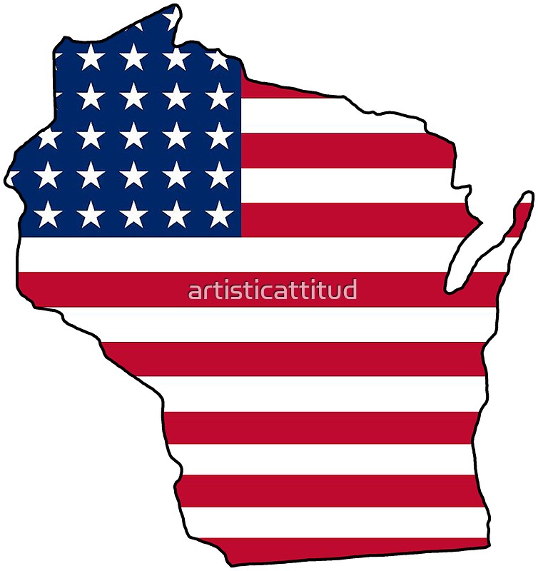 "American flag Wisconsin outline" Stickers by artisticattitud Redbubble