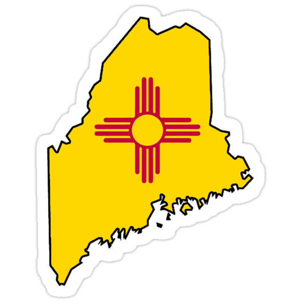 "New Mexico flag Maine outline" Stickers by artisticattitud | Redbubble