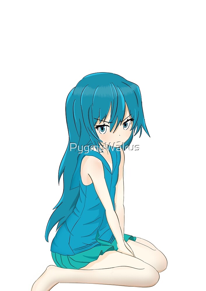 "Anime Girl kneeling" by PygmyWalrus | Redbubble