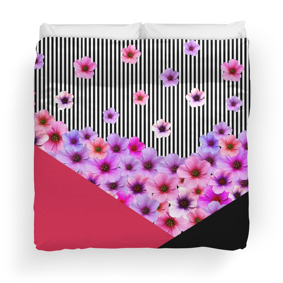 "Flowers and Stripes" Duvet Covers by cafelab Redbubble