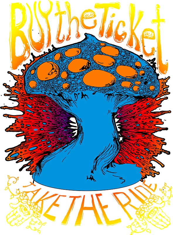 ""Buy the ticket take the ride" Hunter S. Thompson quote original drawing" Stickers by scott