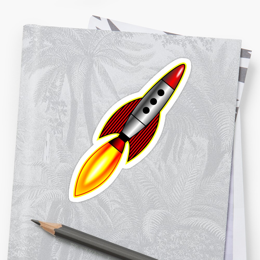 Retro Rocket Sticker By Artberry Redbubble