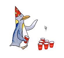 Beer Pong Penguin by izzieglencross