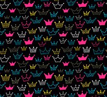 Bright crowns on black background. by Kollibri