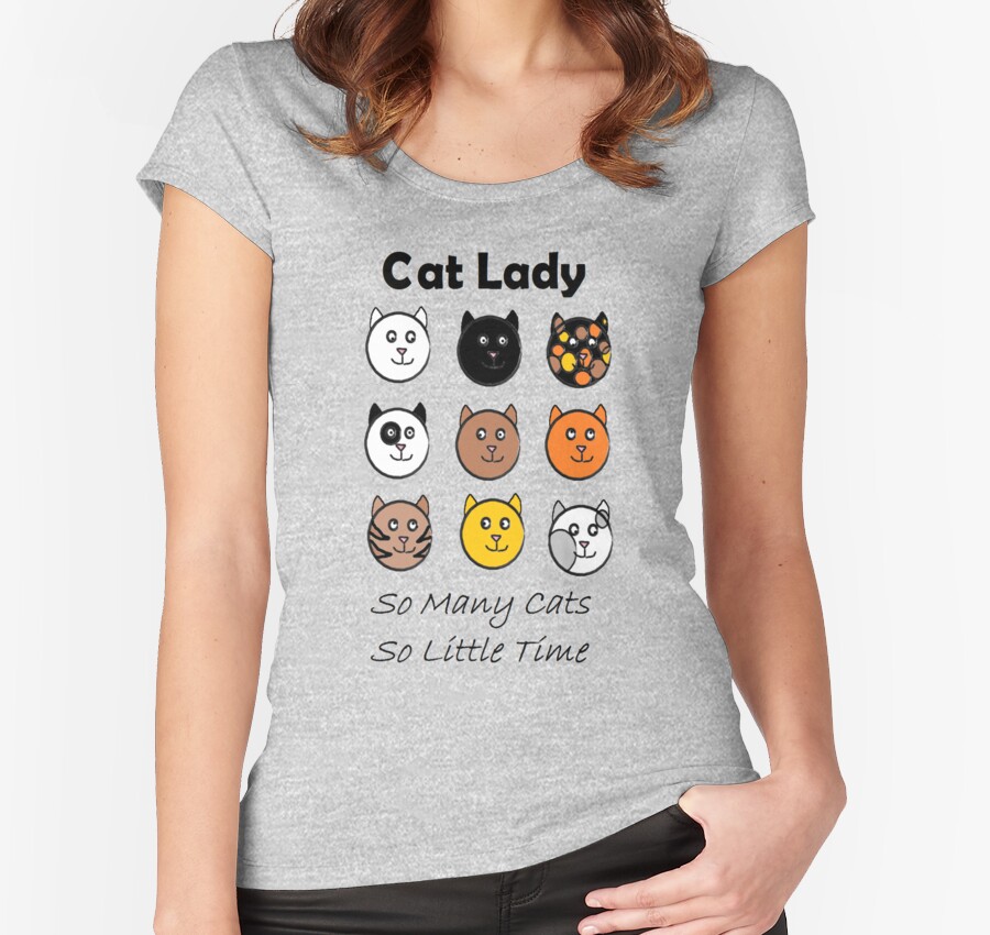"Cat Lady" Women's Fitted Scoop T-Shirts by emmaf4rr | Redbubble