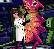 Manga professor with nice Pink Monster Experiment by martyee
