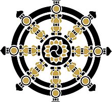 Dharma Wheel of Fortune, Buddhism, Auspicious Symbol by nitty-gritty