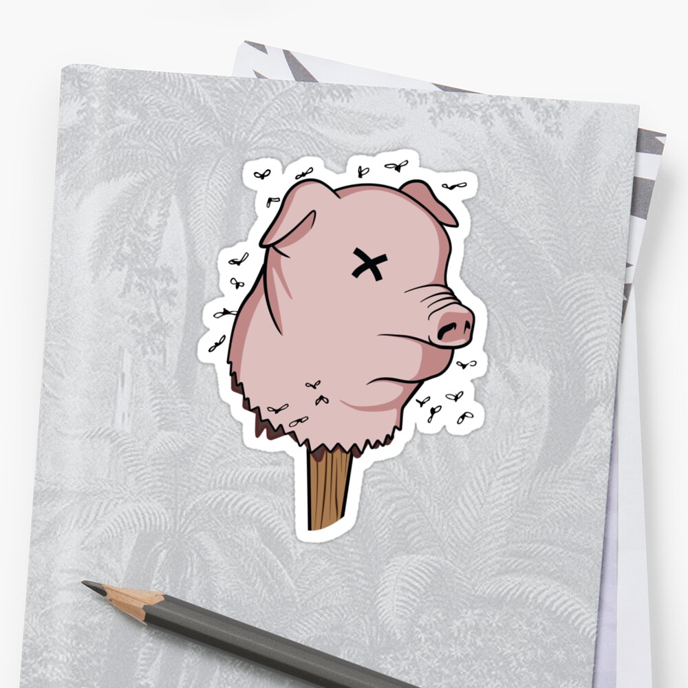 Lord Of The Flies Pig Head Sticker By Gunru Redbubble