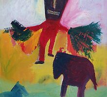 Matador with placid animals by Roy B Wilkins