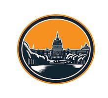 United States Capitol Building Woodcut Retro by patrimonio