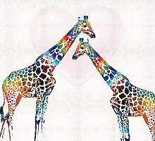 Colorful Giraffe Art - I've Got Your Back - By Sharon Cummings by Sharon Cummings