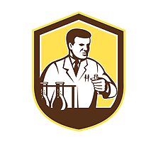 Scientist Lab Researcher Chemist Shield Retro by patrimonio