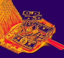 Broom Sweeping Up American Currency Pop Art by KWJphotoart