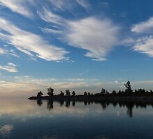 Blue and White Serenity - a Lakefront Stillness by Georgia Mizuleva