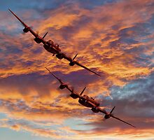 Out Of The Sunset - The 2 Lancasters by Colin J Williams Photography