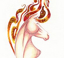 Marbled Fire Horse Portrait Painting by Anila Tac