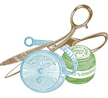 antique typographic vintage sewing kit by surgedesigns