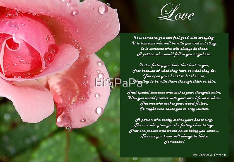 "Pink rose with Love poem" by BiGPaPa Redbubble