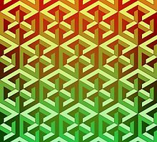 Penrose Cube Stack - Yellow Green by VanHogTrio