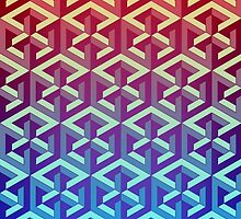 Penrose Cube Stack - Red Blue by VanHogTrio