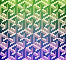 Penrose Cube Stack - Green Purple by VanHogTrio