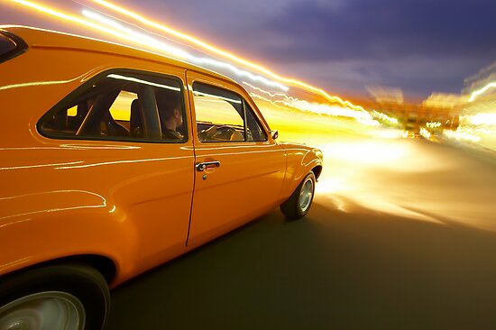 Orange Ford Mk1 Escort at Night by John Jovic