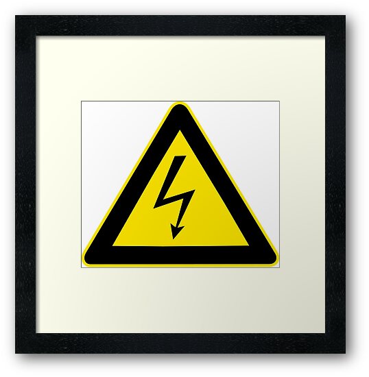 "Warning sign. Lightning bolt. " Framed Prints by 2monthsoff Redbubble
