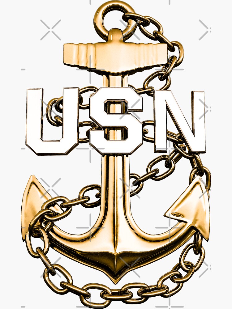 Chief Petty Officer S Gold Fouled Anchor Sticker By NavyChief Redbubble