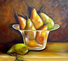 "Medley of Pears in Glass Bowl" by Susan Dehlinger