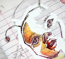 Intrigue Surprise - pen, highlighter, white out tape - 5 by by Micheal Bilyeu