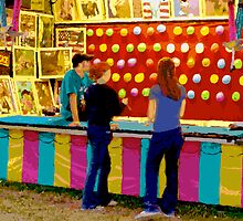 Twilight at a Carnival with Girls Playing by Bob Fox