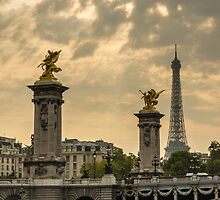 Alexander III Bridge and the Eiffel Tower by MichaelJP