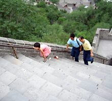 Amazing Child..walking over 1000 steps to get to the top of the Great Wall of China by Laurie Puglia