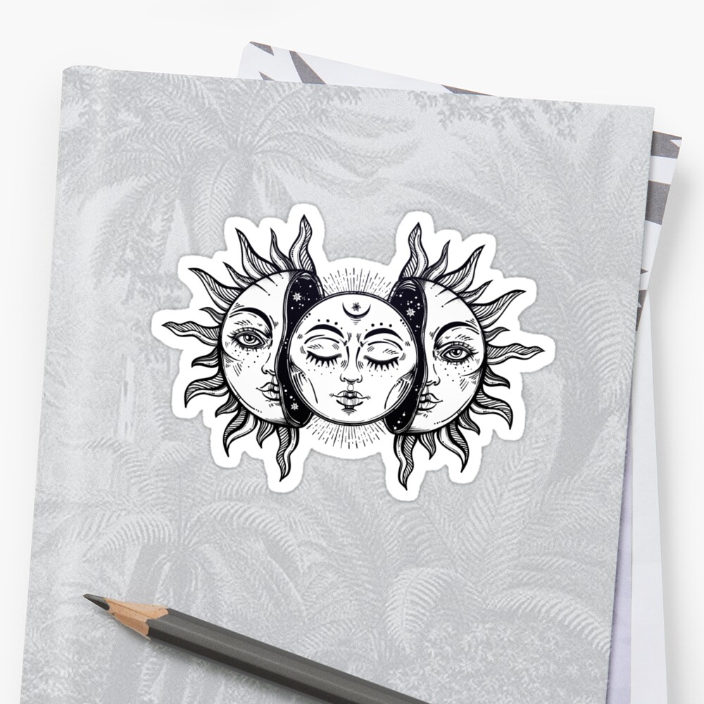 Vintage Solar Eclipse Sun And Moon Sticker By MagneticMama Redbubble