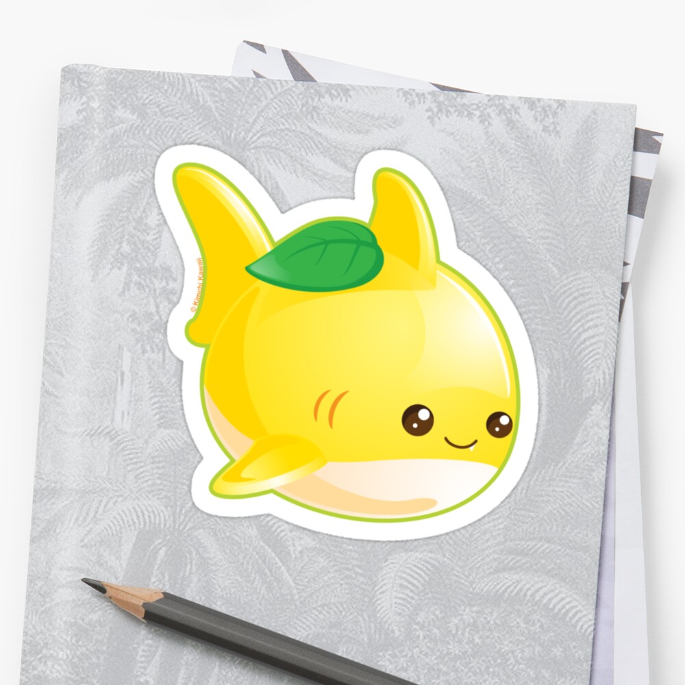 Cute Pun Lemon Shark Stickers By Kimchikawaii Redbubble