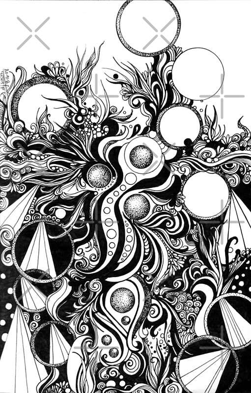 "Abstract Doodle, Pen and Ink, Black and White" by Danielle Scott