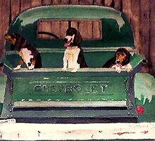Three Dogs and a Truck by Polly Peacock