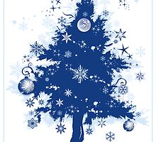 Christmas Card - Blue Decorative Christmas Tree by ruxique