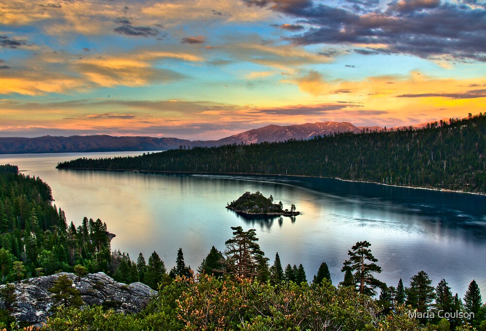 Sunset At Emerald Bay Lake Tahoe By Maria Coulson Redbubble