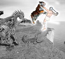 Man vs Beast Symbolic Self Portrait by Kory Richardson
