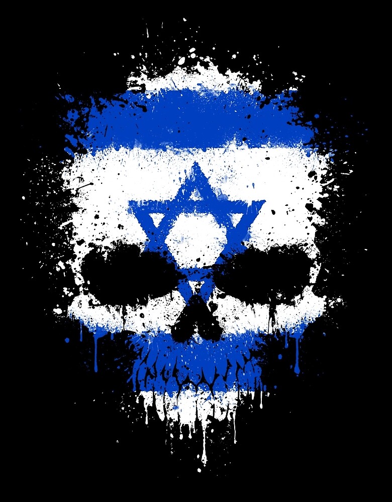 Chaotic Israeli Flag Splatter Skull By Jeff Bartels Redbubble