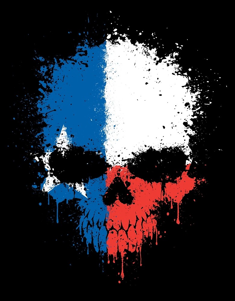 Chaotic Texas Flag Splatter Skull By Jeff Bartels Redbubble